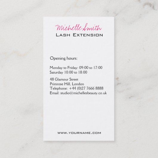 目のスケッチのマスカラの鞭延長 名刺 (裏面)