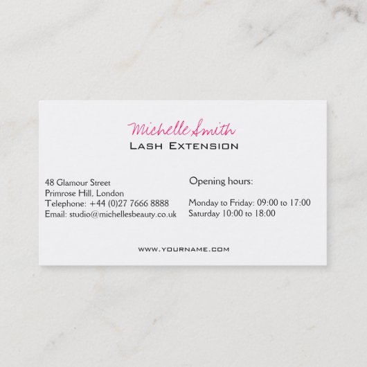 目のスケッチのマスカラの鞭延長 名刺 (裏面)