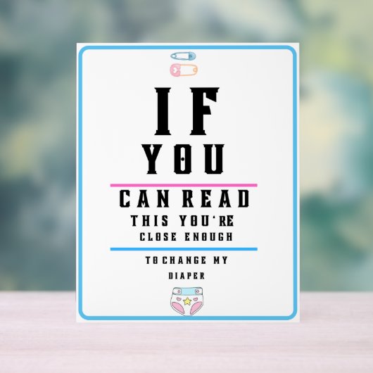 目のテストおもしろいチャートおむつを変更する アクリルサイン (ニュートラル)