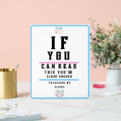 目のテストおもしろいチャートおむつを変更する アクリルサイン (ウェディング)