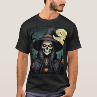 目のハロウィン白熱［赤熱］光を放つの魔女 Tシャツ