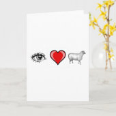 目のハートの雌ヒツジ カード (黄色い花)