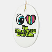 目のハート太った子がケーキを愛するように セラミックオーナメント (左)
