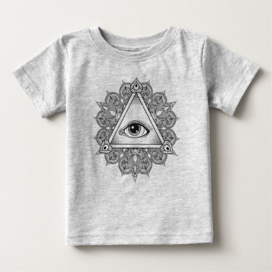 目のピラミッドの記号の落書き ベビーTシャツ (正面)