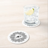 目のピラミッドの記号の落書き ラウンドペーパーコースター (インサイチュ)