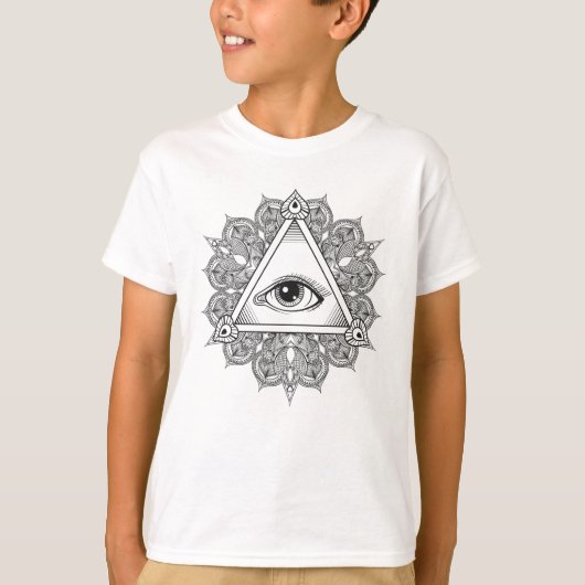 目のピラミッドの記号の落書き Tシャツ (正面)