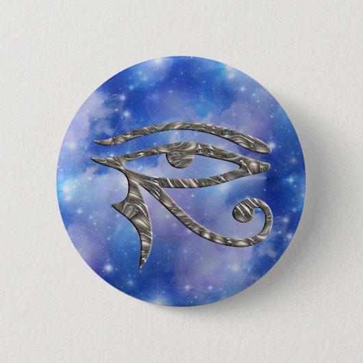 目のホルス – シルバー 缶バッジ (正面)