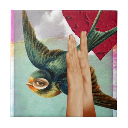 目のホルダー、抽象芸術デジタルコラージュ タイル (正面)