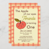 目のリンゴかわいい赤りんご 招待状 (正面/裏面)