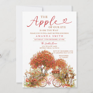 目のリンゴ赤ちゃんシャワー弓オレンジのギンガム 招待状