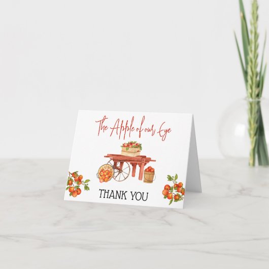 目のリンゴ!アップルベビーシャワー サンキューカード (正面)