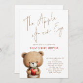 目のリンゴTeddy Bear Baby Shower 招待状 (正面/裏面)