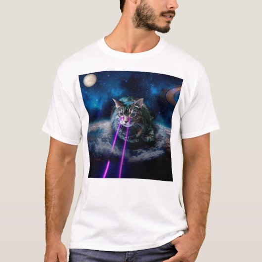 目のレーザー光線で猫 Tシャツ (正面)