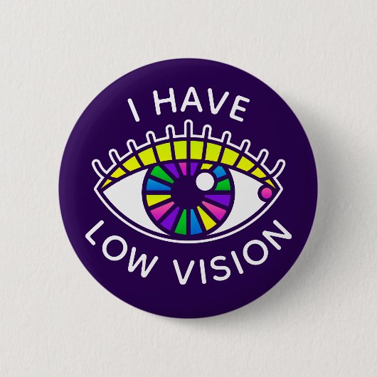 目の不自由な眼球で視力が低い 缶バッジ (正面)