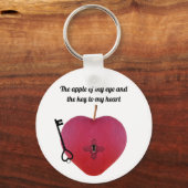 目の中のリンゴとハートへの鍵 キーホルダー (正面)