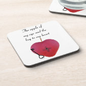 目の中のリンゴとハートへの鍵 コースター (左側)