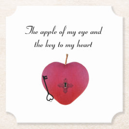 目の中のリンゴとハートへの鍵 ペーパーコースター