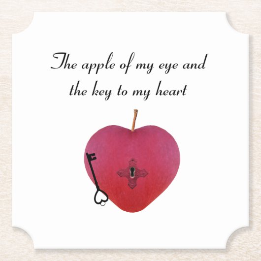 目の中のリンゴとハートへの鍵 ペーパーコースター (正面)