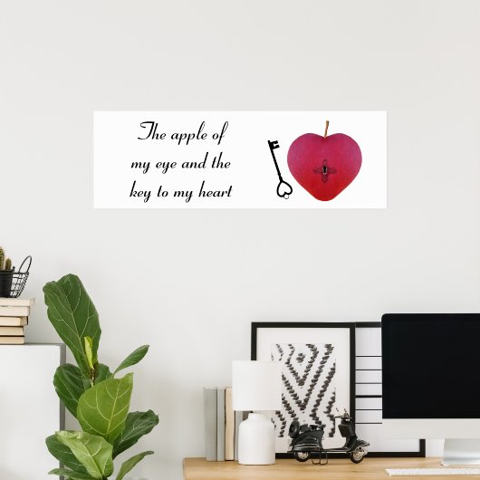 目の中のリンゴとハートへの鍵 ポスター (ホームオフィス)