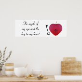 目の中のリンゴとハートへの鍵 ポスター (キッチン)