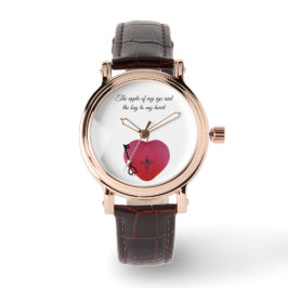 目の中のリンゴとハートへの鍵 腕時計