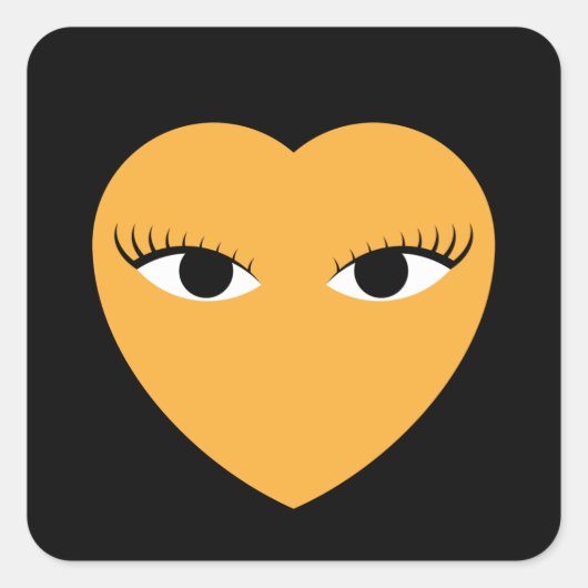 目の丸いシール付き可愛いハート スクエアシール (正面)