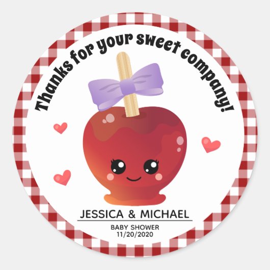 目の丸いステッカーのクラシックりんご ラウンドシール (正面)