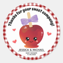 目の丸いステッカーのクラシックりんご ラウンドシール