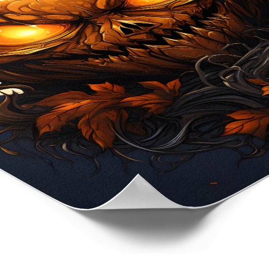 目の付いたクール漫画のハロウィン不気味カボチャ ポスター (角)