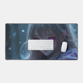 目の付いた冬の女かわいらしの子コンピュータパッド デスクマット (キーボード&マウス)