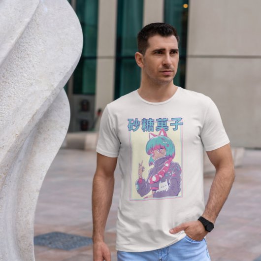 目の付いた可愛いアニメガール Tシャツ