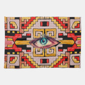 目の付いた幾何学族/民族模様 キッチンタオル (横)