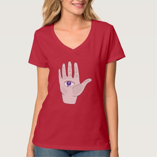 目の付いた手 Tシャツ (正面)