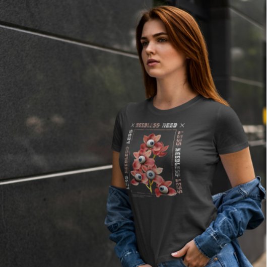 目の付いた花3D自然 Tシャツ