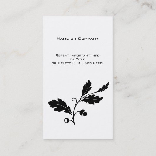 目の伝染性のカシの葉のデザインの白黒のカスタム 名刺 (裏面)