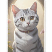 目の大きい可愛いアメリカンショートヘア シール (正面)