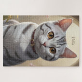 目の大きい可愛いアメリカンショートヘア ジグソーパズル (横)