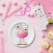 目の大きい可愛らしいピンクのエイリアン ペーパープレート (パーティー)