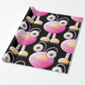 目の大きい可愛らしいピンクのエイリアン ラッピングペーパー (アンロールド)