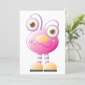 目の大きい可愛らしいピンクのエイリアン 招待状