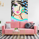 目の広い抽象芸術デジタルポートレートの女性 キャンバスプリント (インサイチュ (リビング))