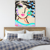目の広い抽象芸術デジタルポートレートの女性 キャンバスプリント (インサイチュ (寝室))