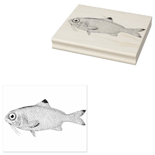 目の広い魚のヴィンテージラバーアートスタンプ ラバースタンプ (押印)