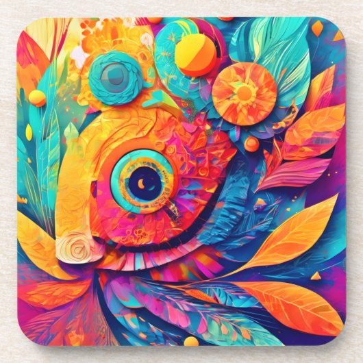 目の形の葉がクローズアップ コースター (正面)