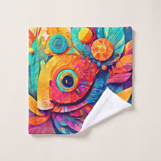 目の形の葉がクローズアップ バスタオルセット (ウォッシュタオル)