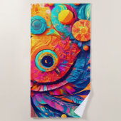 目の形の葉がクローズアップ ビーチタオル (正面)