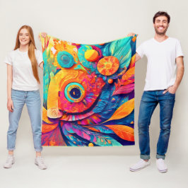 目の形の葉がクローズアップ フリースブランケット