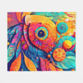 目の形の葉がクローズアップ フリースブランケット (正面(横))