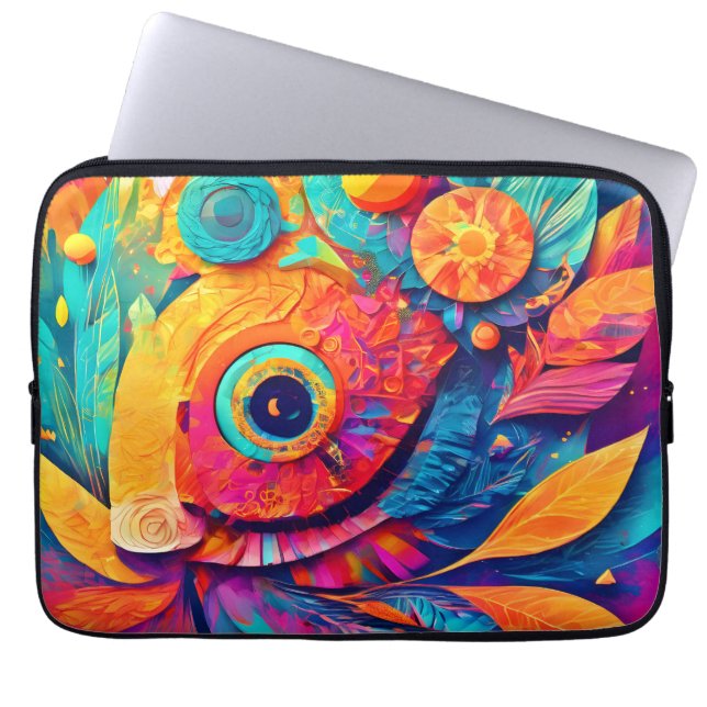 目の形の葉がクローズアップ ラップトップスリーブ (正面)