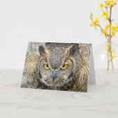 目の後のアメリカワシミミズク カード (黄色い花)